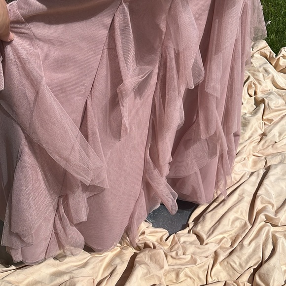 NWT Alfred Angelo Formal Evening Gown Blush Tulle Ruffle Maxi Sz 10 - Picture 5 of 14